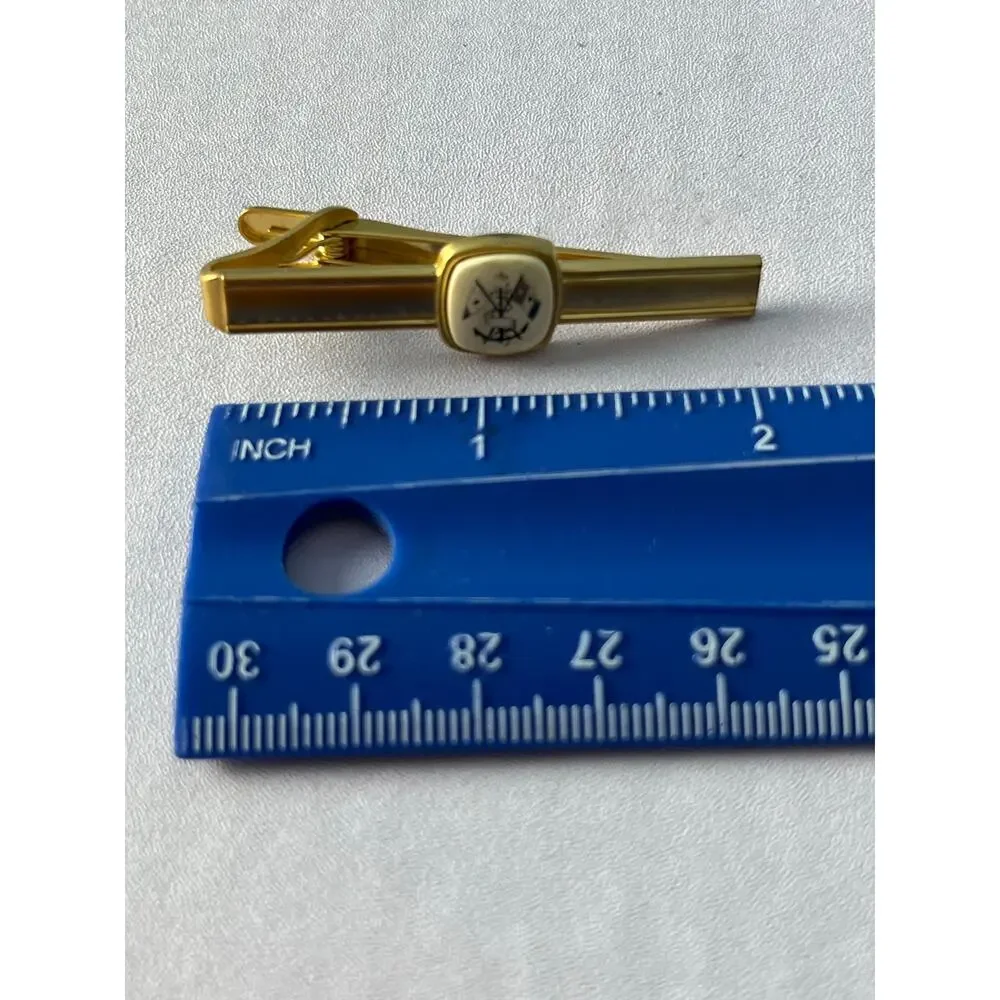 VTG Nautical Crest Tie Clip Hold Tone Anchor Crest Flags